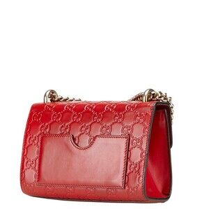 Gucci Leather Red ssima Chain Bag Shoulder Padlock